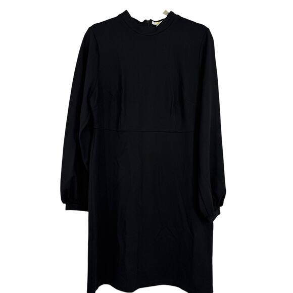 BODEN Blouson Jersey Mini Dress Black Women Size 12L Long Sleeve High Neck NEW - Picture 2 of 8